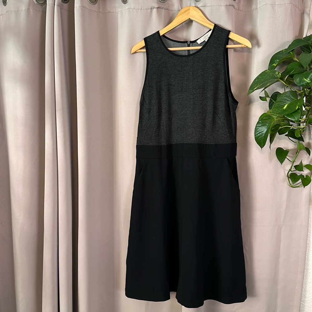 Loft grey and black dress with pockets
